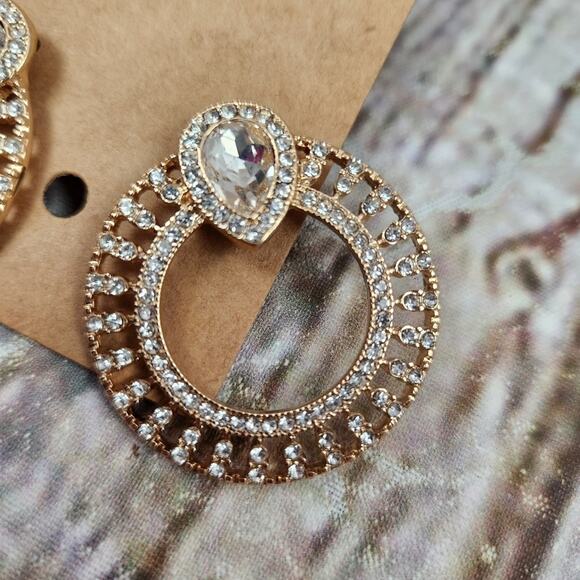Ettika Glitter and Shine 18K Gold Plated Circle Earrings - Picture 3 of 5